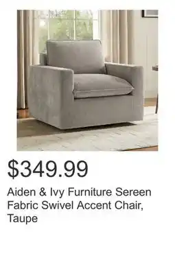 Costco Aiden & Ivy Furniture Sereen Fabric Swivel Accent Chair, Taupe offer