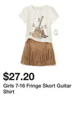 Belk Girls 7-16 Fringe Skort Guitar Shirt offer
