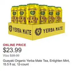 Costco Guayaki Organic Yerba Mate Tea, Enlighten Mint, 15.5 fl oz, 12-count offer