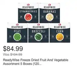 Costco ReadyWise Freeze Dried Fruit And Vegetable Assortment 5 Boxes (120 Total Servings) offer