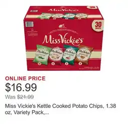 Costco Miss Vickie's Kettle Cooked Potato Chips, 1.38 oz, Variety Pack, 30-count offer
