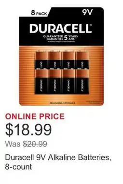 Costco Duracell 9V Alkaline Batteries, 8-count offer