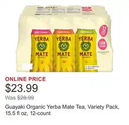 Costco Guayaki Organic Yerba Mate Tea, Variety Pack, 15.5 fl oz, 12-count offer