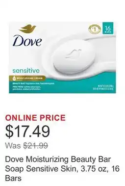Costco Dove Moisturizing Beauty Bar Soap Sensitive Skin, 3.75 oz, 16 Bars offer