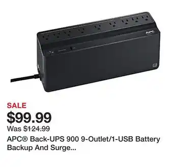 Office Depot APC Back-UPS 900 9-Outlet/1-USB Battery Backup And Surge Protector, BVN900M1, Black offer