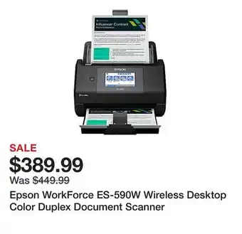 Office Depot Epson WorkForce ES-590W Wireless Desktop Color Duplex Document Scanner offer