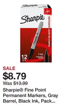 Office Depot Sharpie Fine Point Permanent Markers, Gray Barrel, Black Ink, Pack Of 12 offer
