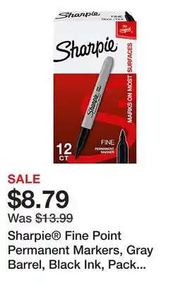 Office Depot Sharpie Fine Point Permanent Markers, Gray Barrel, Black Ink, Pack Of 12 offer