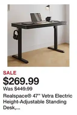 Office Depot Realspace 47 Vetra Electric Height-Adjustable Standing Desk, Black, BIFMA Compliant offer