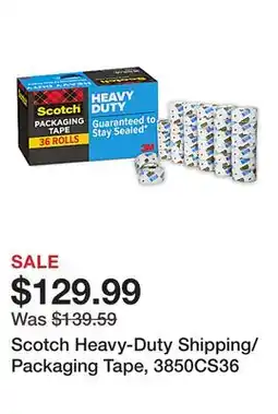 Office Depot Scotch Heavy-Duty Shipping/Packaging Tape, 3850CS36 offer