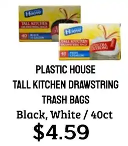 Seven Mile Market Plastic House tall kitchen drawstring trash bags offer