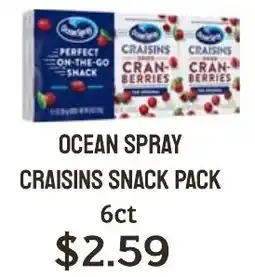 Seven Mile Market Ocean Spray Craisins snack pack offer