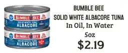 Seven Mile Market Bumble Bee solid white tuna albacore offer