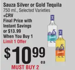 Smart & Final Sauza Silver or Gold Tequila offer