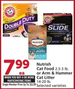 Albertsons Nutrish Cat Food 2.5-3 lb. or Arm & Hammer Cat Litter 14-20 lb offer
