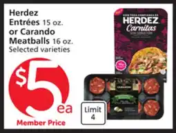 Albertsons Herdez Entrées 15 oz. or Carando Meatballs 16 oz offer