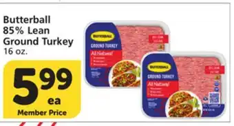 Vons Butterball 85% Lean Ground Turkey offer