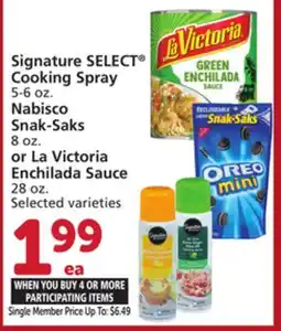 Vons Signature SELECT Cooking Spray 5-6 oz. Nabisco Snak-Saks 8 oz. or La Victoria Enchilada Sauce 28 oz offer