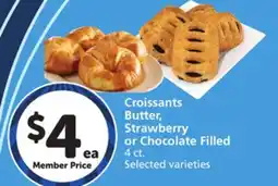 Vons Croissants Butter, Strawberry or Chocolate Filled offer