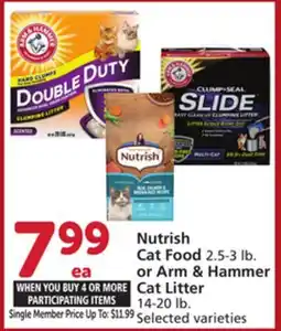 Vons Nutrish Cat Food 2.5-3 lb. or Arm & Hammer Cat Litter 14-20 lb offer