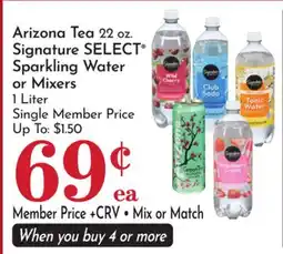 Pavilions Arizona Tea 22 oz. Signature SELECT Sparkling Water or Mixers offer