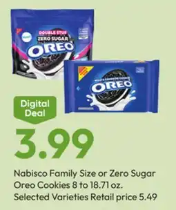 Stater Bros Nabisco Family Size or Zero Sugar Oreo Cookies offer