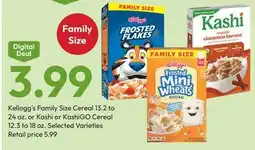 Stater Bros Kellogg's Family Size Cereal 13.2 to 24 oz. or Kashi or KashiGO Cereal 12.3 to 18 oz offer
