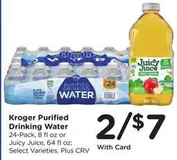 Ralphs Kroger Purified Drinking Water 24-Pack, 8 fl oz or Juicy Juice, 64 fl oz offer