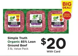 Ralphs Simple Truth Organic 85% Lean Ground Beef offer