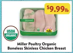 Fresh Thyme Miller Poultry Organic Boneless Skinless Chicken Breast offer