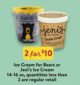 Fresh Thyme Ice Cream for Bears or Jeni's Ice Cream offer