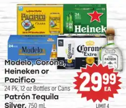 Tony’s Fresh Market Modelo, Corona, Heineken or Pacifico, Patrón Tequila Silver offer