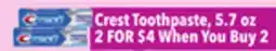 Tony’s Fresh Market Crest Toothpaste offer