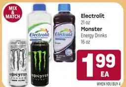 Tony’s Fresh Market Electrolit, Monster Energy Drinks offer