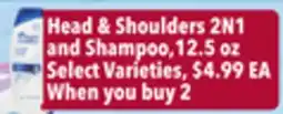 Tony’s Fresh Market Head & Shoulders 2N1 and Shampoo offer