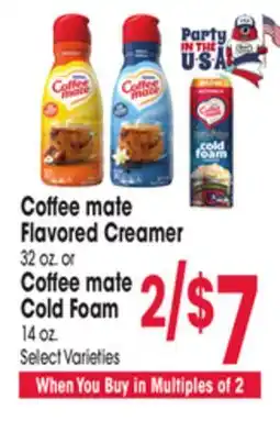 Jewel-Osco Coffee mate Flavored Creamer 32 oz. or Coffee mate Cold Foam 14 oz offer