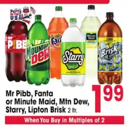 Jewel-Osco Mr Pibb, Fanta or Minute Maid, Mtn Dew, Starry, Lipton Brisk offer