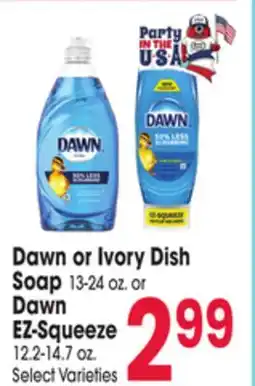 Jewel-Osco Dawn or Ivory Dish Soap 13-24 oz. Or Dawn EZ-Squeeze 12.2-14.7 oz offer