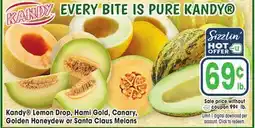 Jewel-Osco Kandy Lemon Drop, Hami Gold, Canary, Golden Honeydew or Santa Claus Melons offer