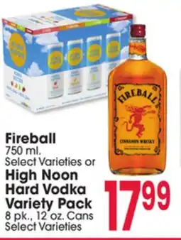 Jewel-Osco Fireball 750 mL or High Noon Hard Vodka Variety Pack offer