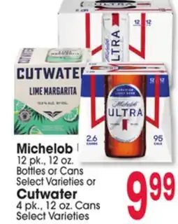 Jewel-Osco Michelob 12 pk., 12 oz. Bottles or Cans or Cutwater 4 pk., 12 oz. Cans offer