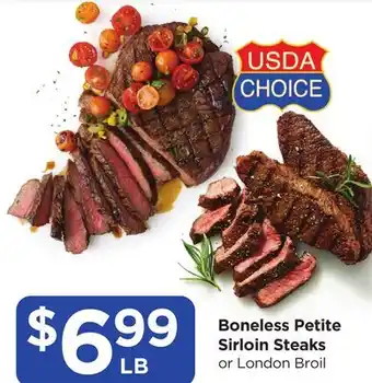 Food 4 Less Boneless Petite Sirloin Steaks offer