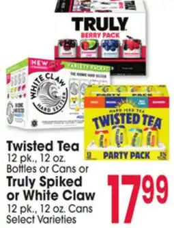 Jewel-Osco Twisted Tea 12 pk., 12 oz. Bottles or Cans or Truly Spiked or White Claw 12 pk., 12 oz. Cans offer