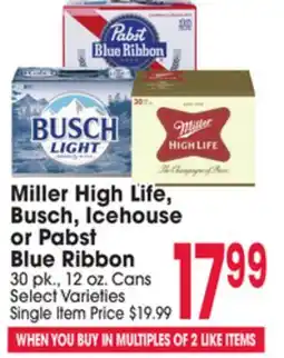 Jewel-Osco Miller High Life, Busch, Icehouse or Pabst Blue Ribbon offer