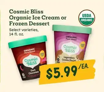 Sprouts Farmers Market Cosmic Bliss Organic Ice Cream or Frozen Dessert offer