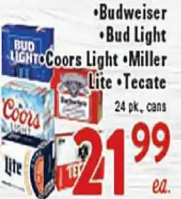 Rio Valley Market Budweiser, Bud Light, Coors Light, Miller Lite, Tecate offer