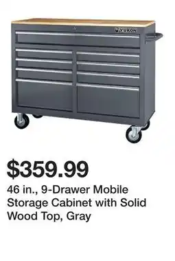 Harbor Freight Tools 46 in., 9-Drawer Mobile Storage Cabinet with Solid Wood Top, Gray offer