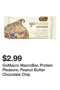 Wegmans GoMacro MacroBar, Protein Pleasure, Peanut Butter Chocolate Chip offer