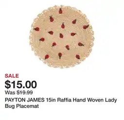 Marshalls PAYTON JAMES 15in Raffia Hand Woven Lady Bug Placemat offer