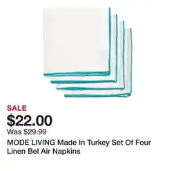 Marshalls MODE LIVING Made In Turkey Set Of Four Linen Bel Air Napkins offer